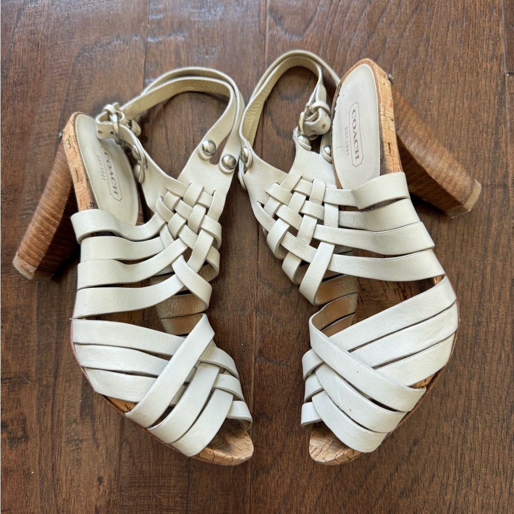 Coach Beige Strappy Heels